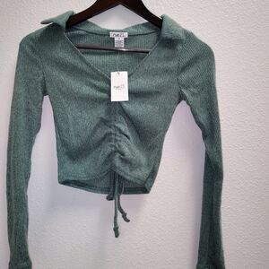 Rue21 Green Cropped Ruched Blouse